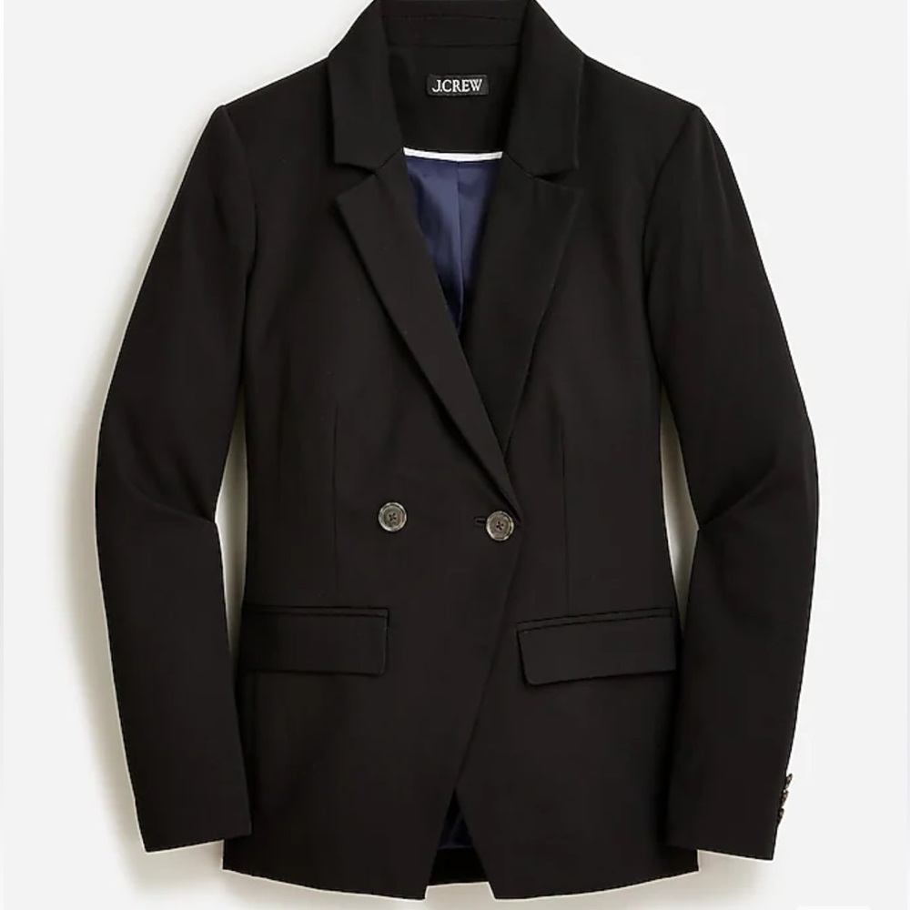 J.Crew Devon Blazer in Bi-stretch Cotton Blend Black Petite 00P NWT
